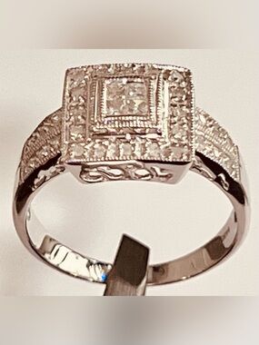 ✨ Diamond & 14K White Gold Wedding Engagement Cocktail Ring